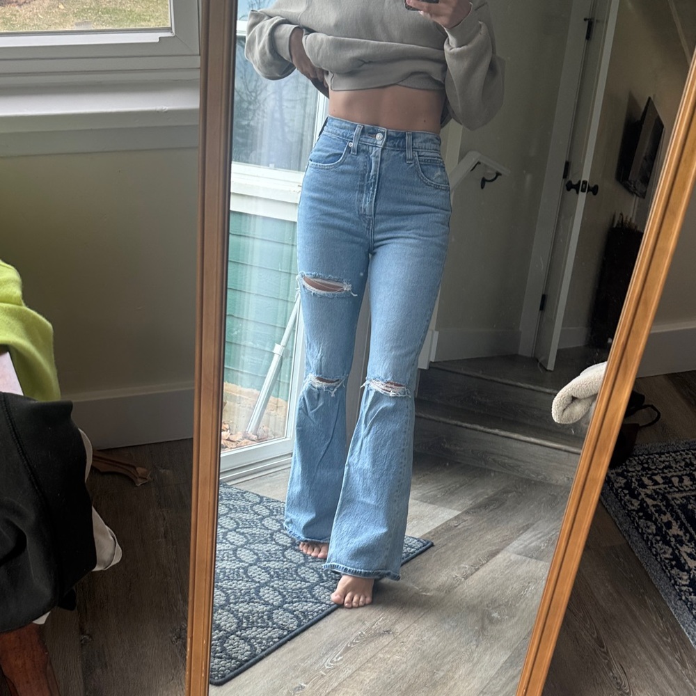 Levi's Light Blue Distressed Flare Jeans